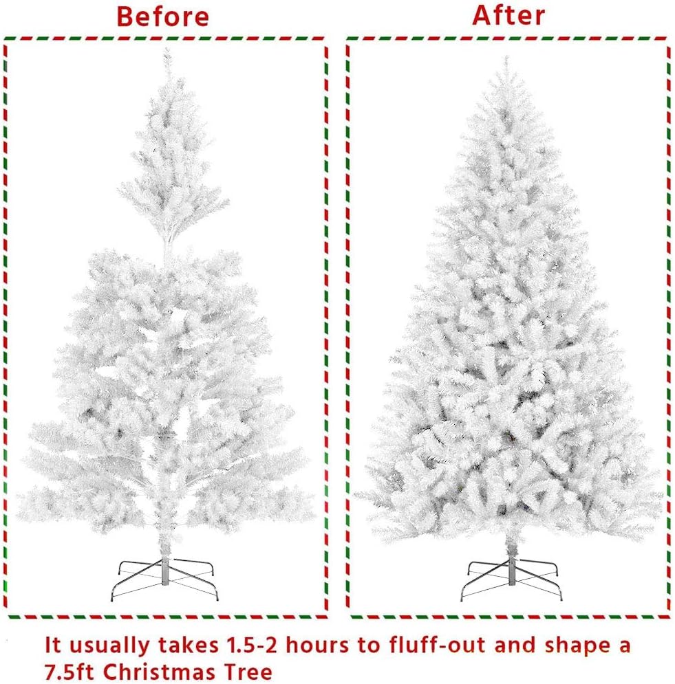 Sibosen Árbol de Navidad artificial blanco de alta calidad de 6 pies para decoración de fiestas en interiores y exteriores con 1000 puntas de rama,