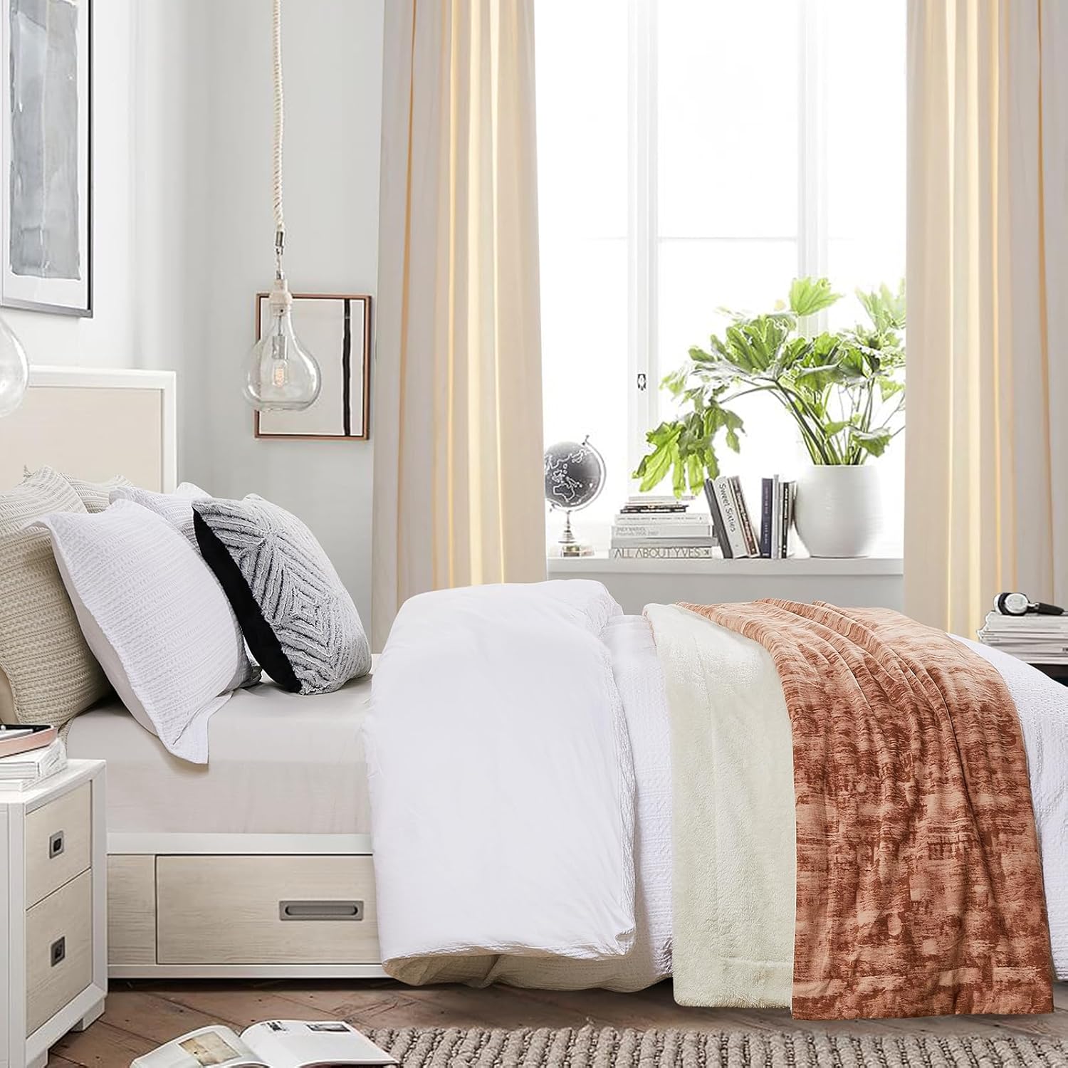 Manta Sherpa tamaño King, 108 x 90 pulgadas (16.23 ozm) reversible de forro polar grueso y cálido para invierno, manta tamaño King para cama, color