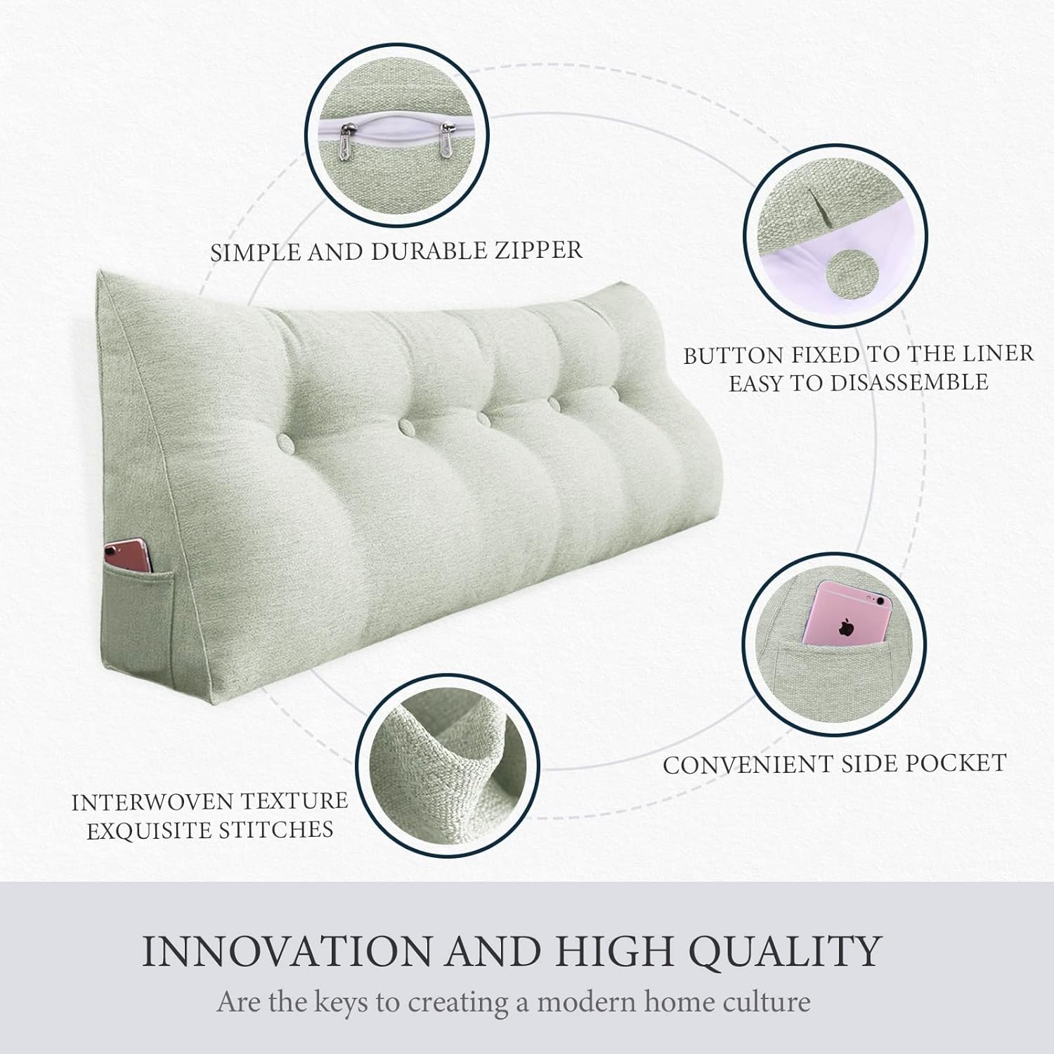 Almohada de cabecero de cuña tamaño King, almohada grande para cama, almohada de lectura triangular, almohada de apoyo para la espalda para sentarse