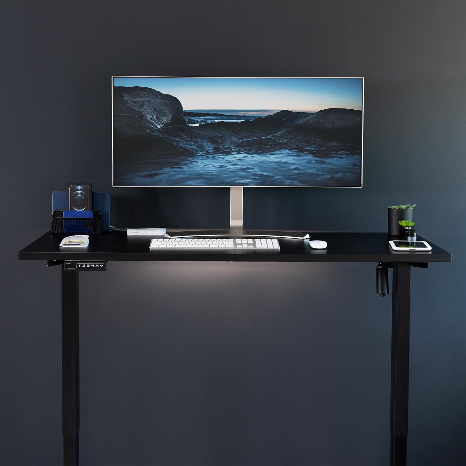 VIVO DESK-KIT-1B55S-B – Escritorio eléctrico de esquina cuadrada de 55 x 24 pulgadas con control de memoria ajustable en altura, parte superior