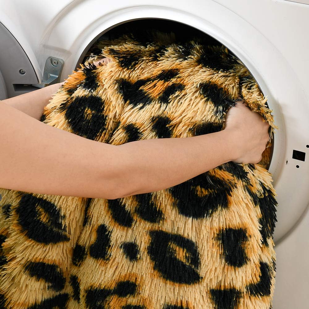 HOMORE Manta esponjosa de leopardo, manta de felpa con estampado de guepardo, manta de cama suave de piel sintética para sofá, silla decorativa,