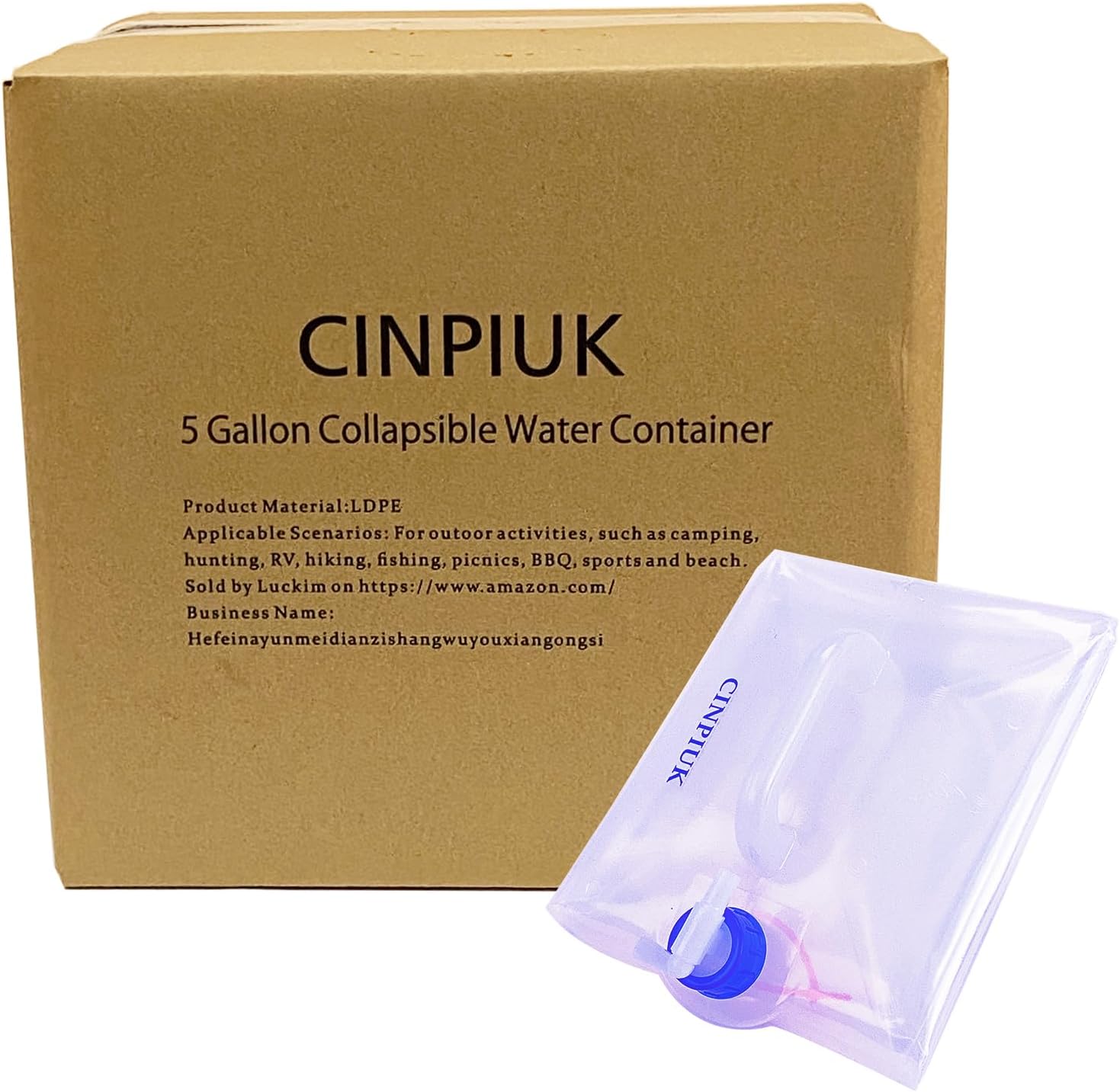CINPIUK Contenedor de agua plegable de 5 galones con espiga, jarra de agua para camping, cubo de almacenamiento de agua al aire libre, agua portátil