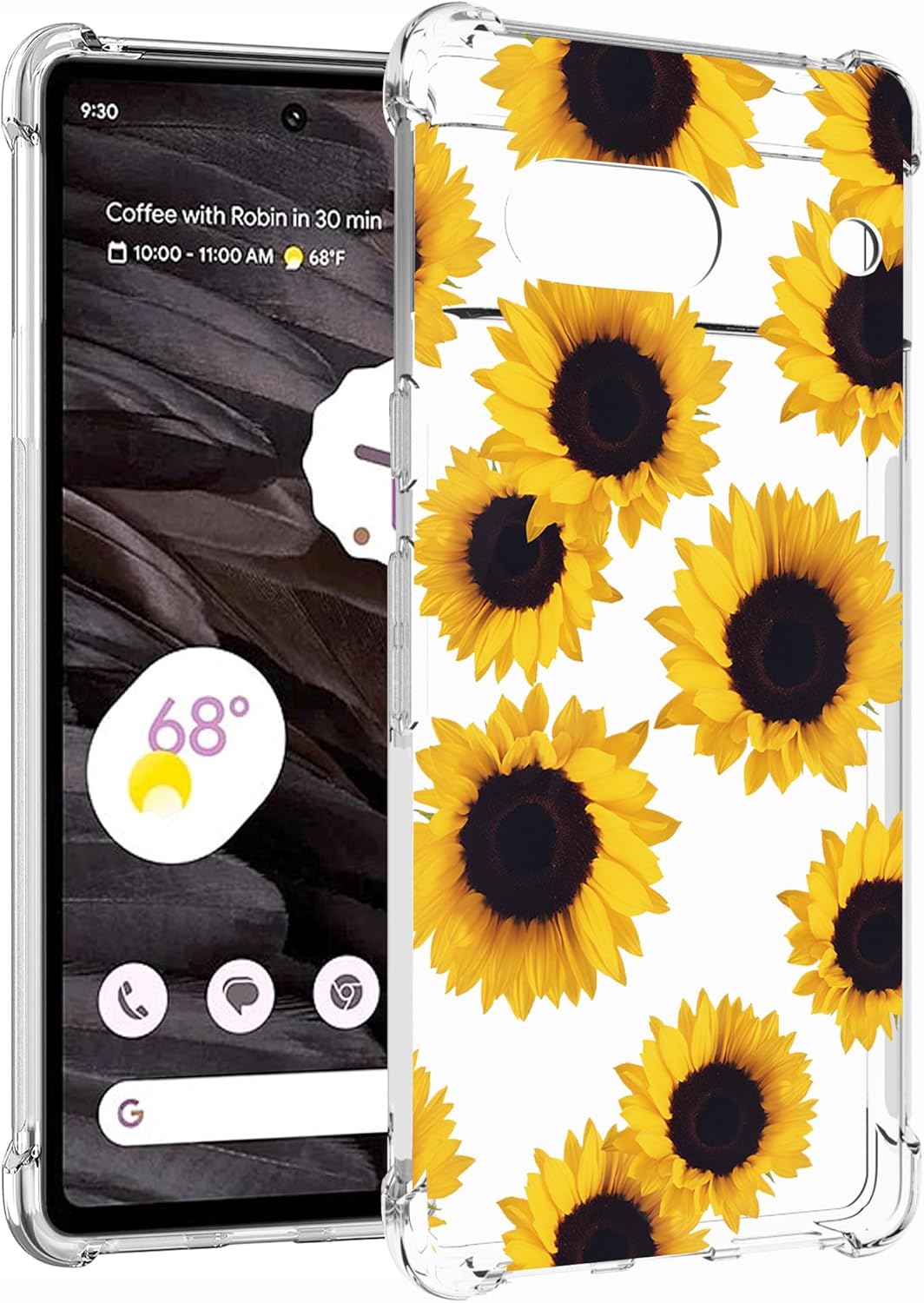 Sidande Funda para Pixel 7A, Google 7A GWKK3 para niñas y mujeres, transparente, floral, suave, flexible, TPU delgada, funda protectora para Google