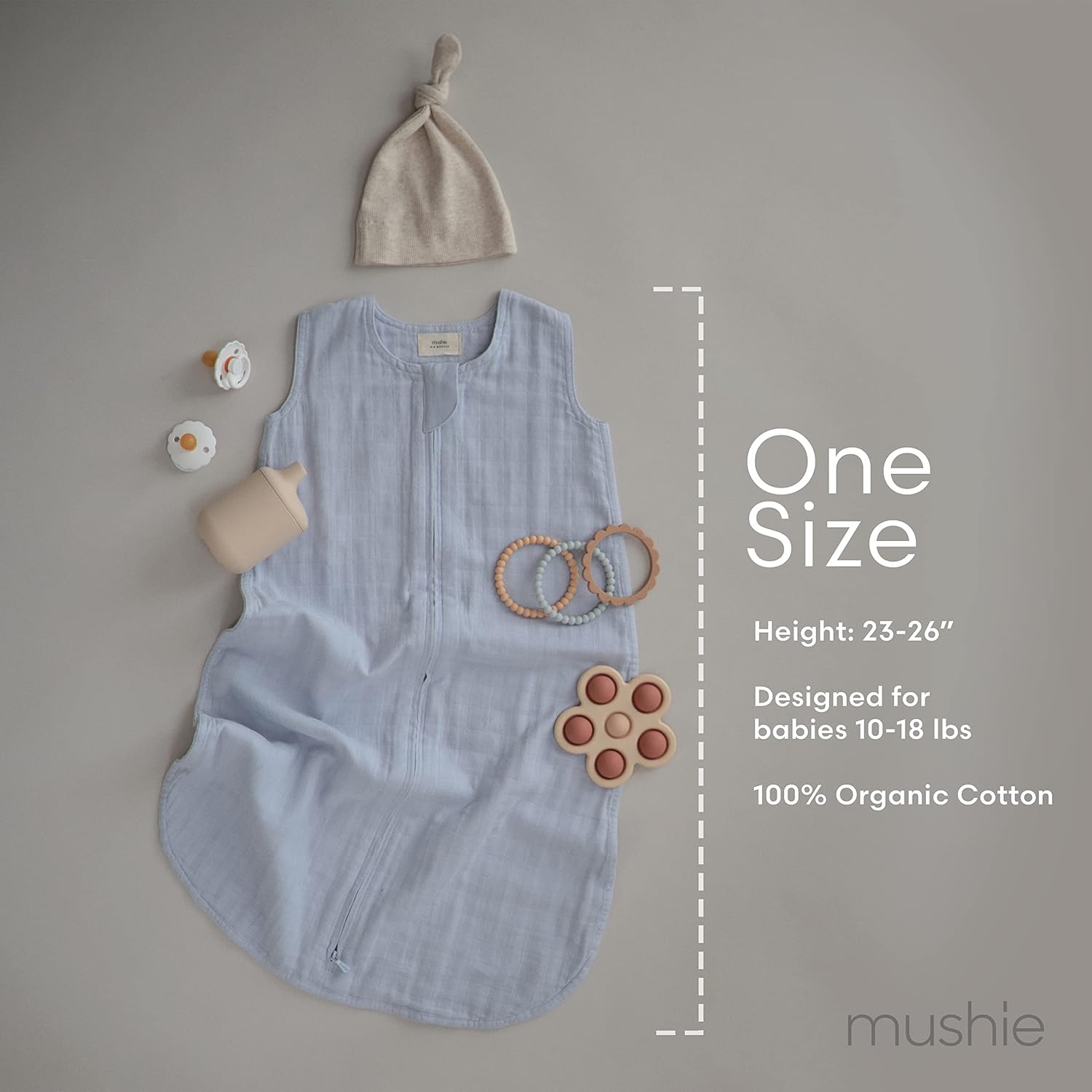 mushie Manta portátil para bebé, 100% muselina de algodón orgánico, saco de dormir para bebés (azul bebé)