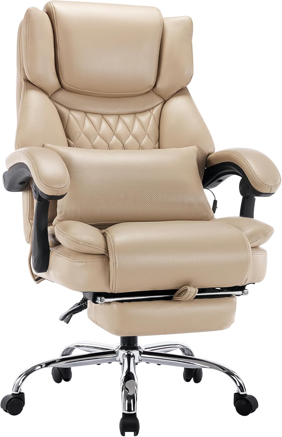 Silla de oficina reclinable con respaldo alto y reposapiés, cojín lumbar para computadora ejecutiva, ángulo ajustable, acolchado grueso transpirable
