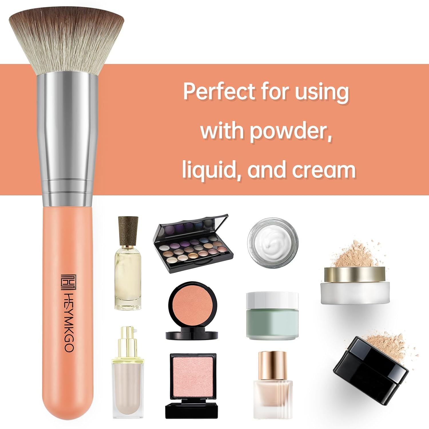 HEYMKGO – Brocha para base de maquillaje líquido, brochas de maquillaje sintético profesional para mezclar polvo líquido o crema, herramientas de