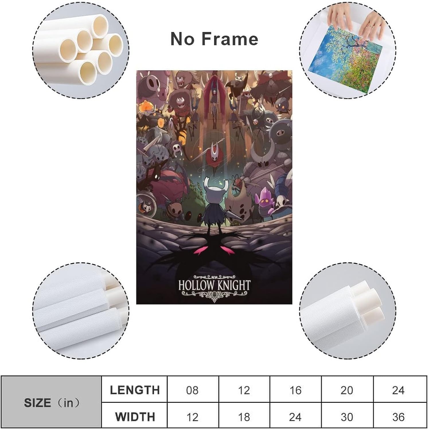 SNKB Hollow Knight – Póster artístico en lienzo y arte para pared, diseño moderno de dormitorio familiar, póster de 20 x 30 pulgadas (19.7 x 29.5 in)