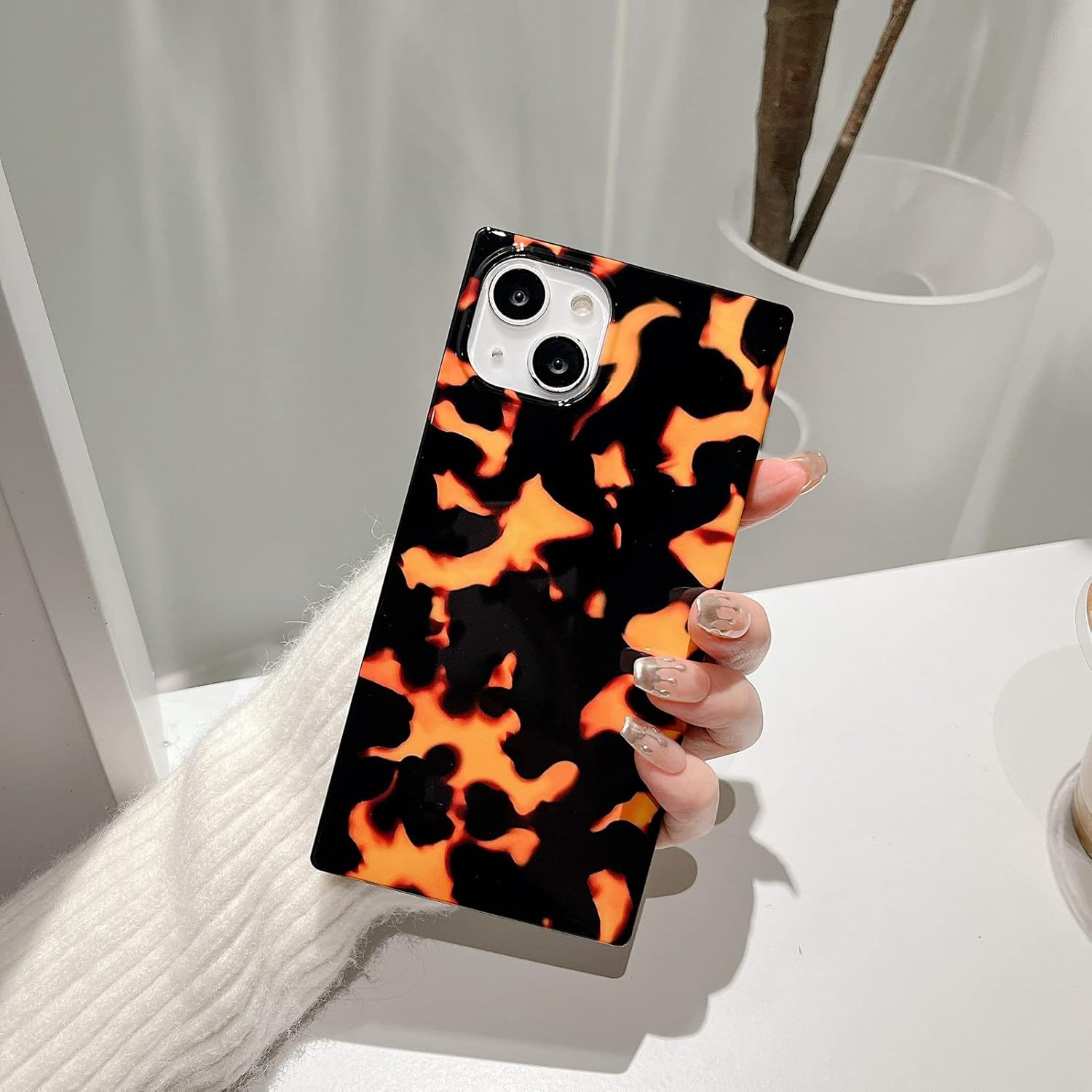 Funda cuadrada con estampado de tortuga, compatible con iPhone 11, diseño delgado, suave, a prueba de golpes, brillante, retro, funda protectora