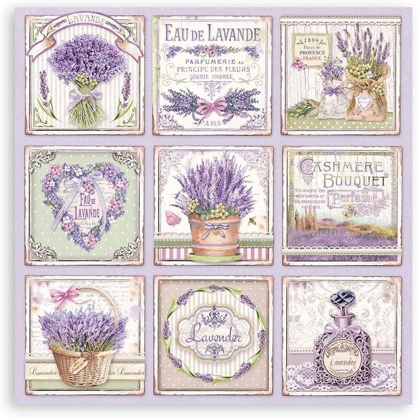 STAMPERIA INTER, KFT PAD de papel 8X8 10PK, Provenza, 10 diseños1 cada uno