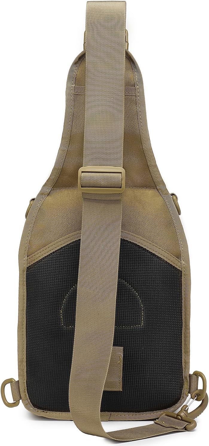 ATBP Mochila táctica para hombre, bolsa militar de una correa para el hombro, bolsa cruzada con funda de 10 litros, Marrón Bronceado Caqui, Mochilas