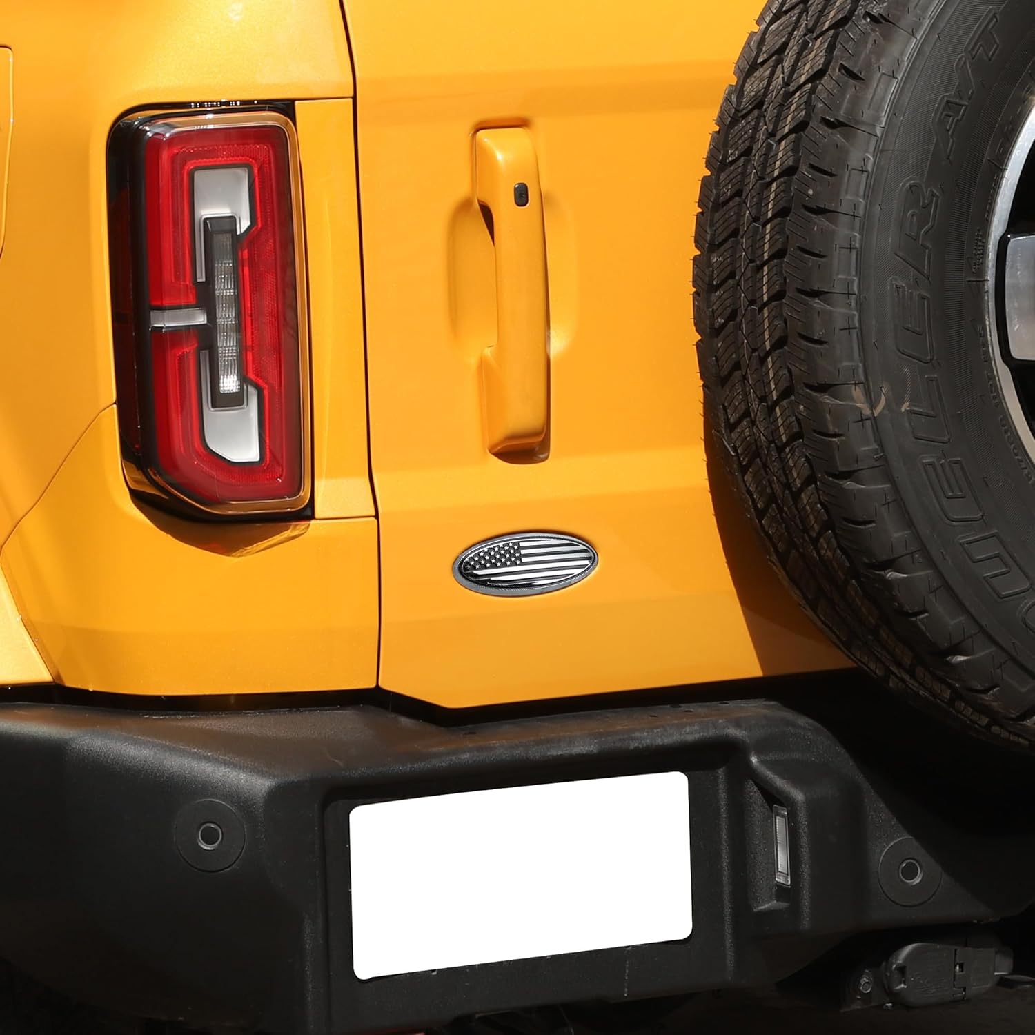 Yukauto Emblema de bandera superpuesta para puerta trasera, insignia de la bandera estadounidense de 5 pulgadas para Ford Bronco Sport 2020 2021