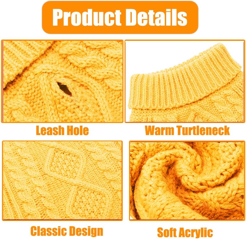 Suéter para perro, abrigo clásico de punto trenzado de cuello alto, ropa cálida de invierno para mascotas, perros, gatos, cachorros, gatitos en