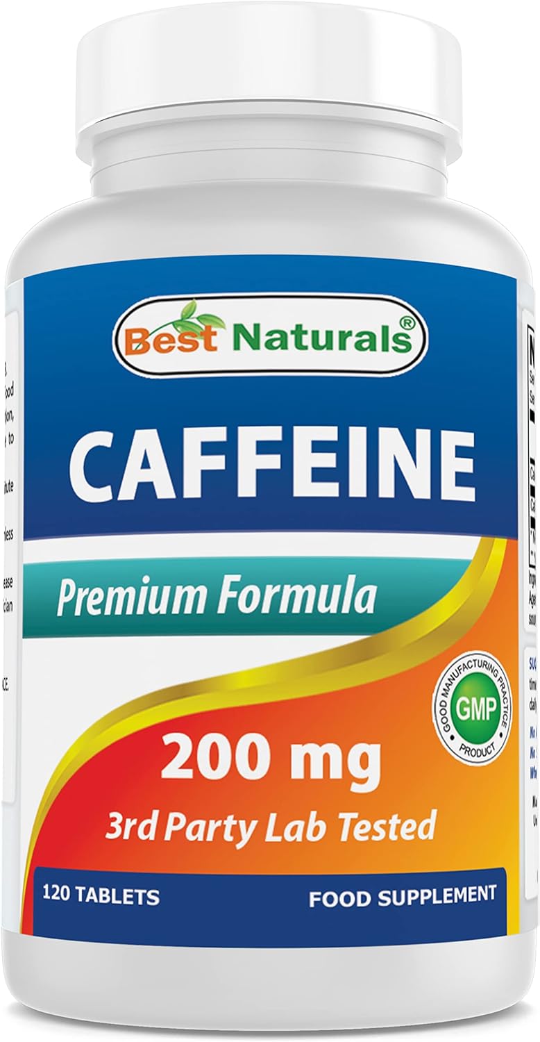 Best Naturals Píldoras de cafeína de 200 mg, 120 unidades