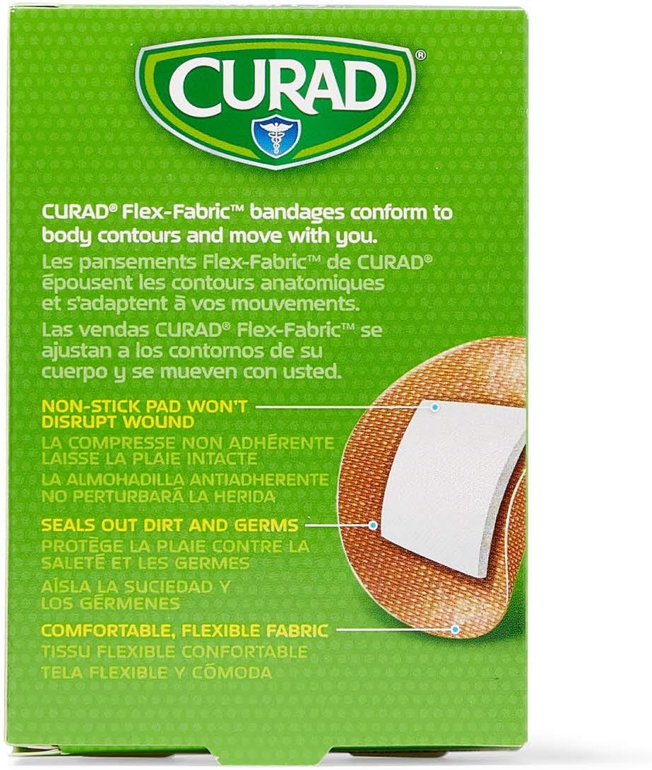 Curad Flex – Vendajes adhesivos de tela, el diámetro del vendaje es de 78 pies (caja de 100)