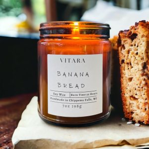 Vitara Candle Company Soy Natures Walk Banana Bread Hand-Poured Aromatherapy Candles Gifts for Women, Men, Ideas for Birthdays, Holidays, Relaxation Vitara Candle Company Soy Natures Walk Banana Bread Hand-Poured Aromatherapy Candles Gifts for Women, Men, Ideas for Birthdays, Holidays, Relaxation
