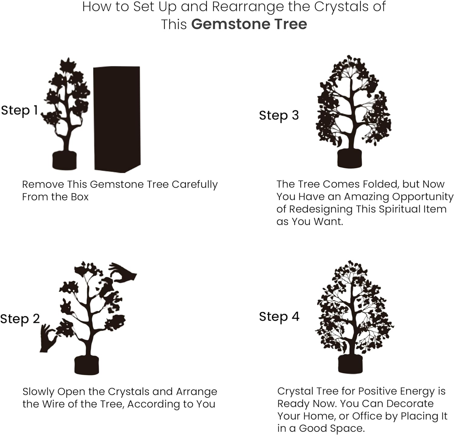 PYOR Cristales de amatista, árbol artificial, árboles de dinero, cristales y piedras, decoración de escritorio para mujer, decoración de Feng Shui,