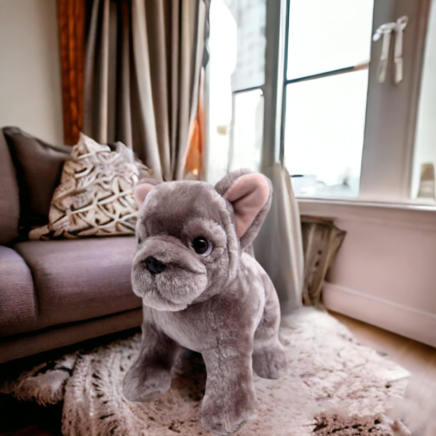 zinici Peluche de bulldog francés  Animal de perro de felpa Frenchie esponjoso  Regalo de juguete suave para niños  8 pulgadas