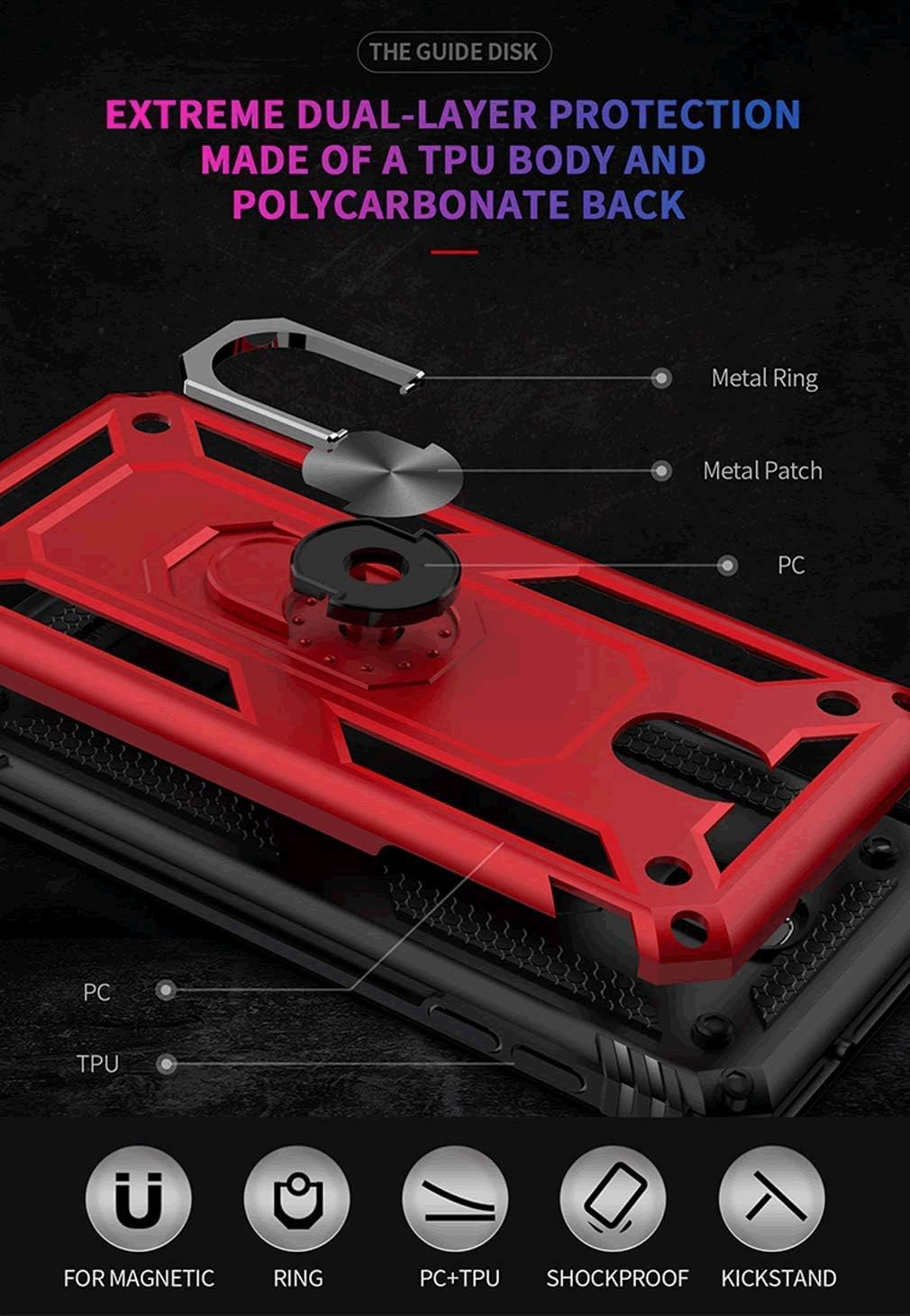 TJS Funda de teléfono compatible con Samsung Galaxy J2 CoreJ2 2019J2 PureJ2 DashJ2 Shine, anillo de metal resistente a los impactos soporte