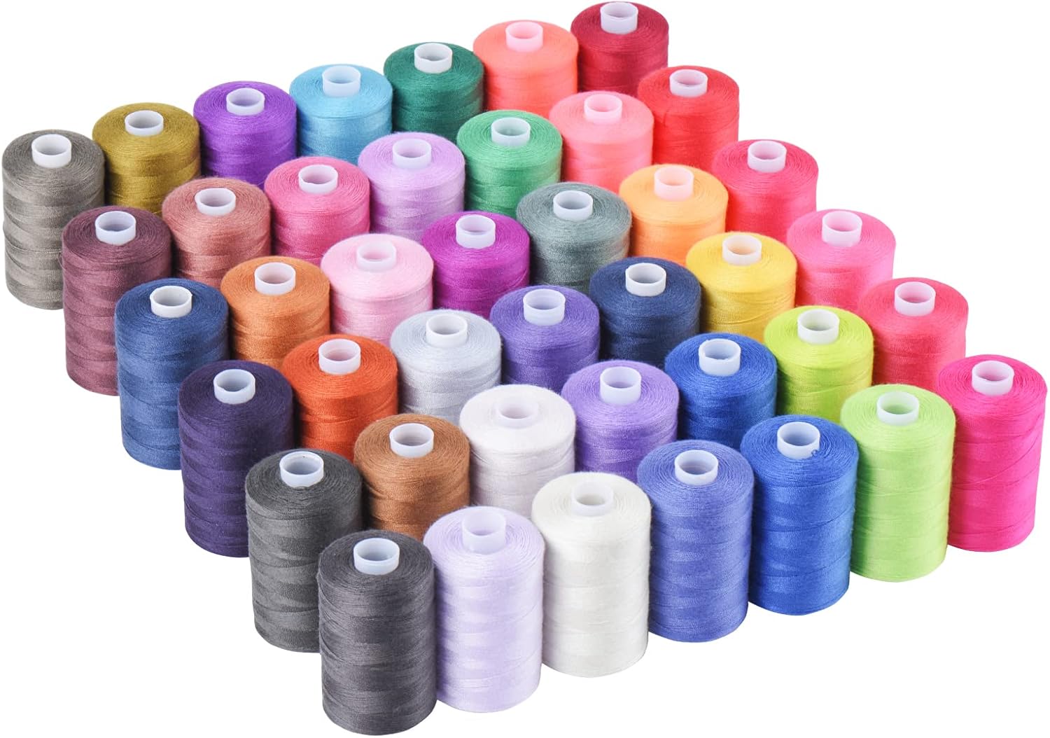 Simthread Hilo de coser multiusos, 42 carretes surtidos de poliéster de 1000 yardas para costura, prácticos hilos de coser de poliéster para máquina