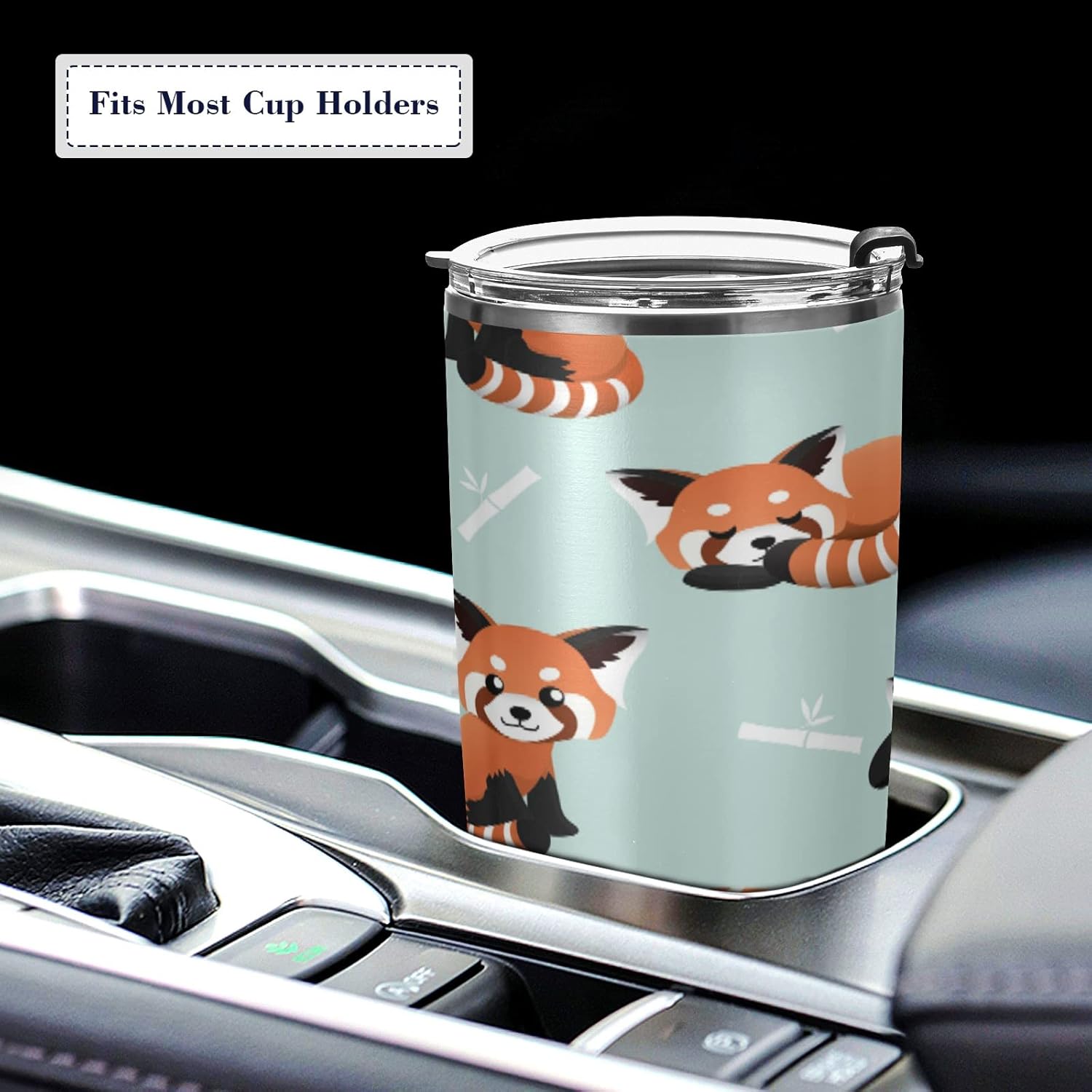 xigua Lindo vaso de panda rojo con tapa, acero inoxidable aislado al vacío, taza de hielo para café, botella de viaje de doble pared para bebidas