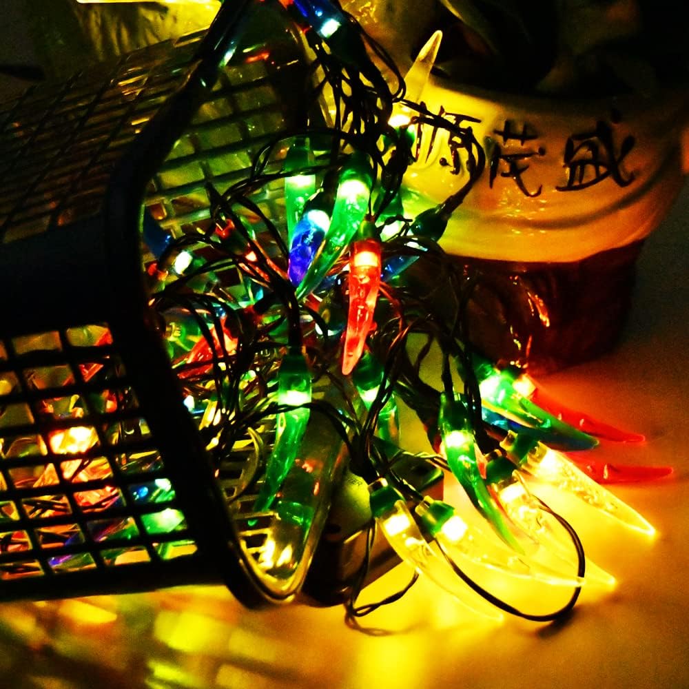 Guirnalda de luces solares de Navidad para exteriores, 50 luces LED multicolor con luces de árbol de Navidad, luces solares de jardín para cocina,