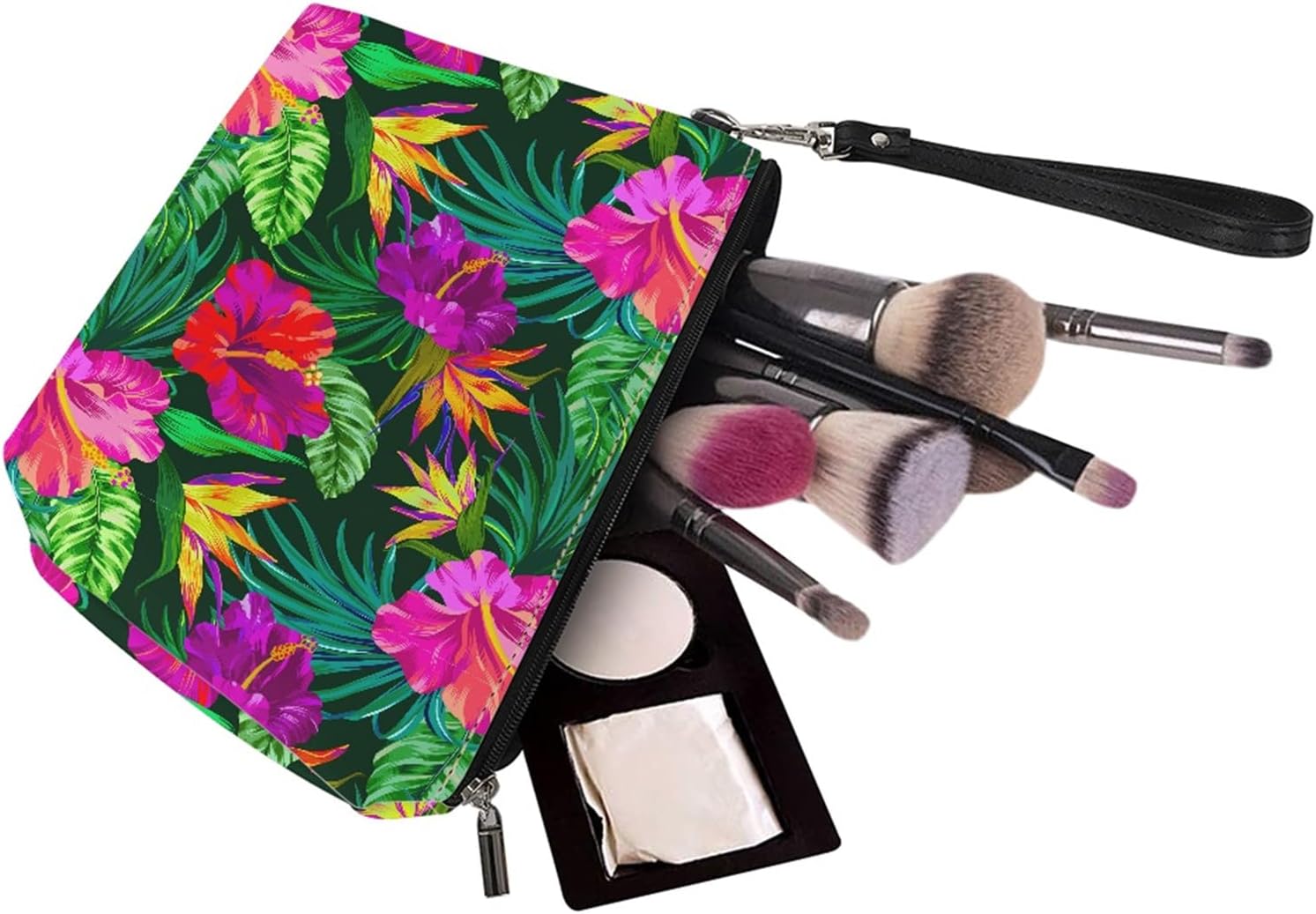 Bolsas de cosméticos de flores de mandala para mujer, con cremallera, bolsa de maquillaje de viaje, espaciosa, bolsa organizadora de artículos de