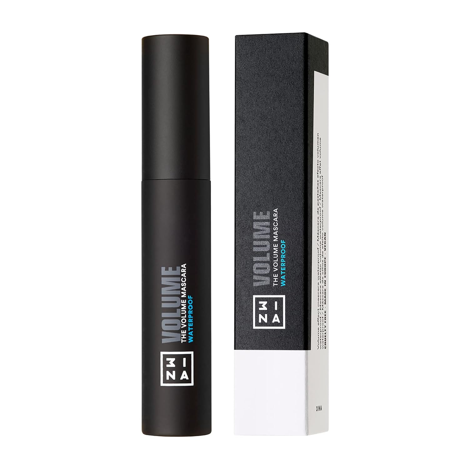 3INA MAQUILLAJE – Vegano – Libre de crueldad – The Volume Mascara Impermeable 900 – Negro – Efecto voluminizador y rizado – Fórmula impermeable de
