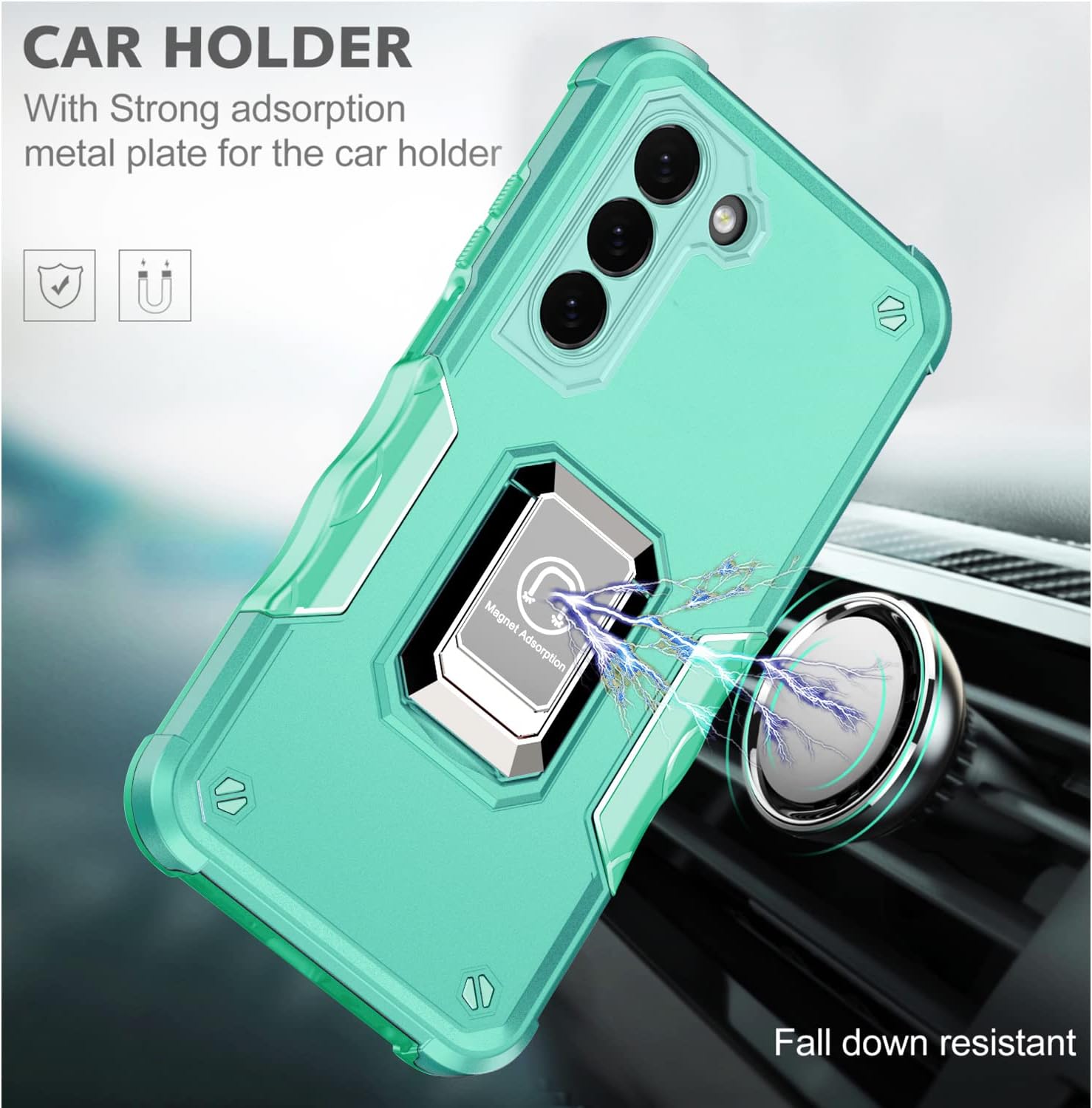 Funda compatible con Samsung Galaxy S23 Plus 5G, paquete de 2 protectores de pantalla HD, grado militar, funda protectora híbrida resistente a