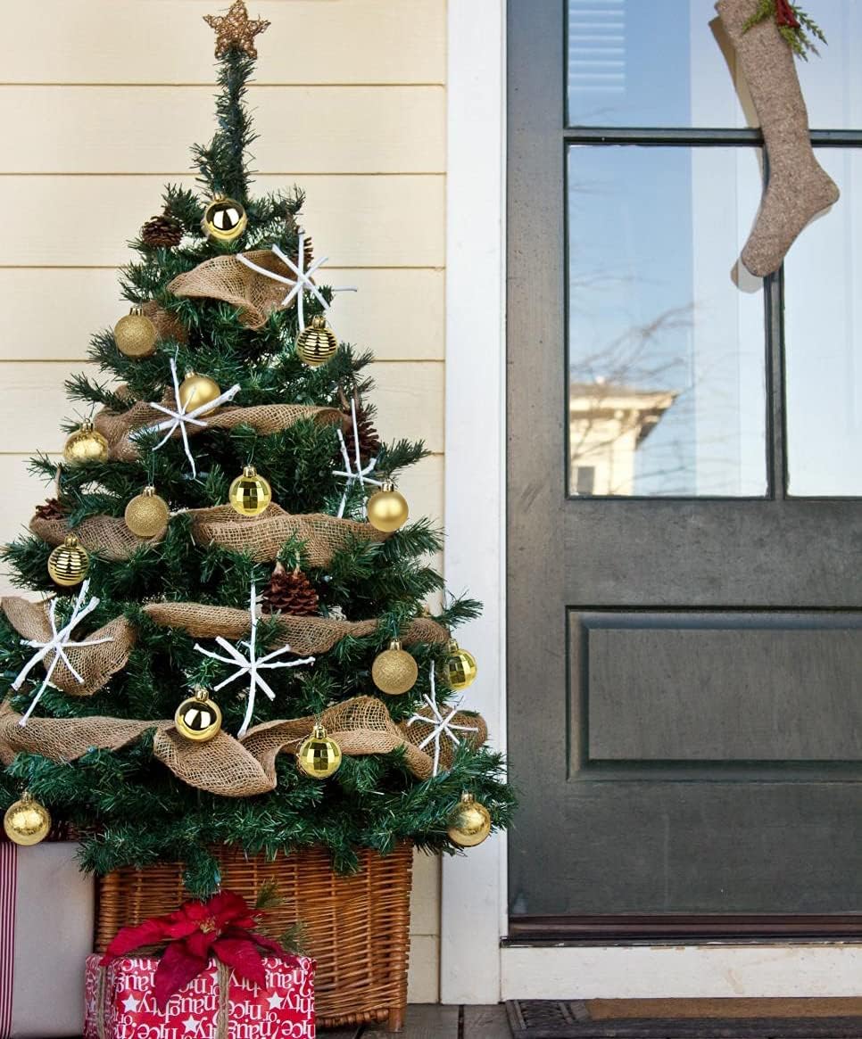 Adornos de bola de Navidad de 1.57 pulgadas, color dorado, 42 piezas inastillables, decoración de árbol de Navidad, juego para colgar en bodas,