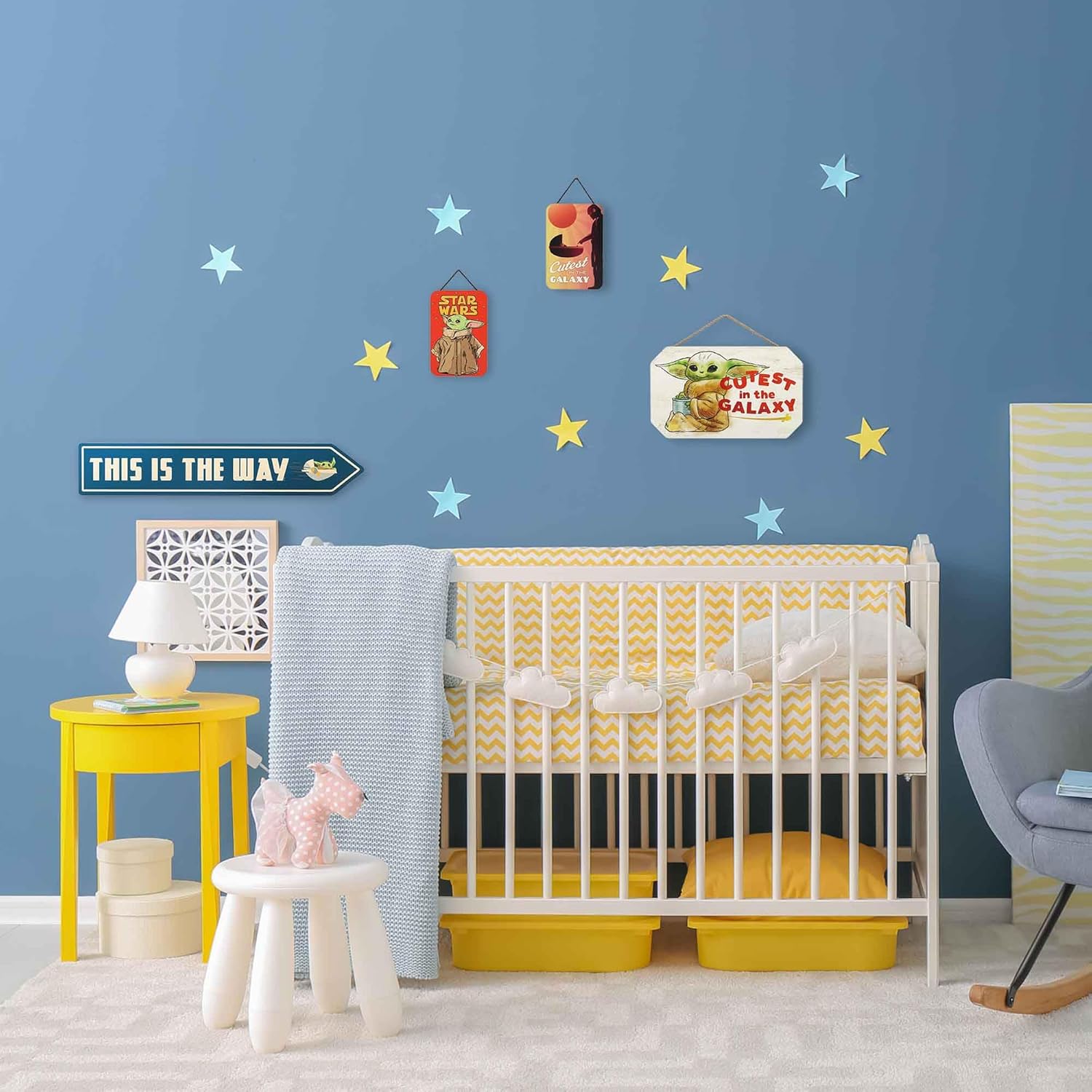 Disney Star Wars The Mandalorian Baby Yoda Arrow – This is the Way – Decoración de pared de Baby Yoda con Grogu, The Child