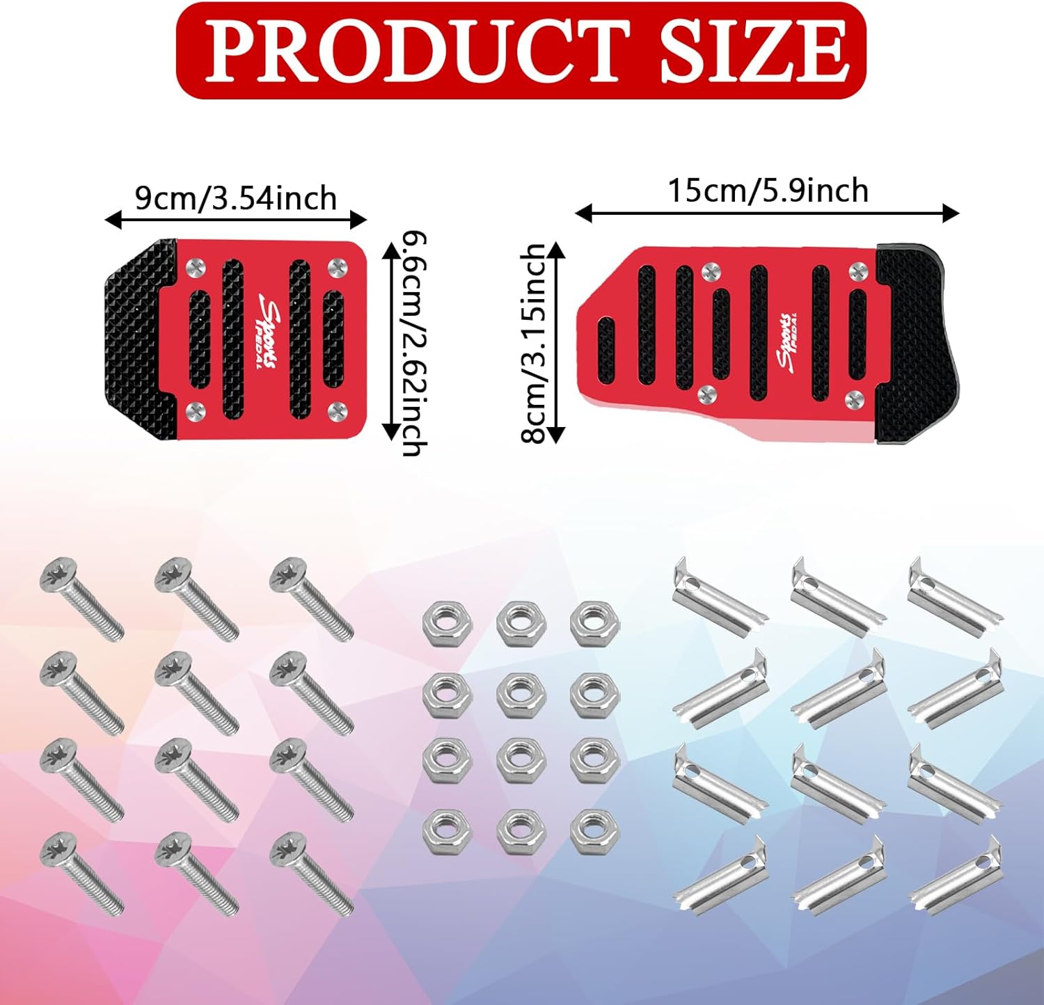 pvotawp 3 almohadillas antideslizantes para pedal de aleación de aluminio para automóvil, cubierta de pastillas de freno de transmisión manual