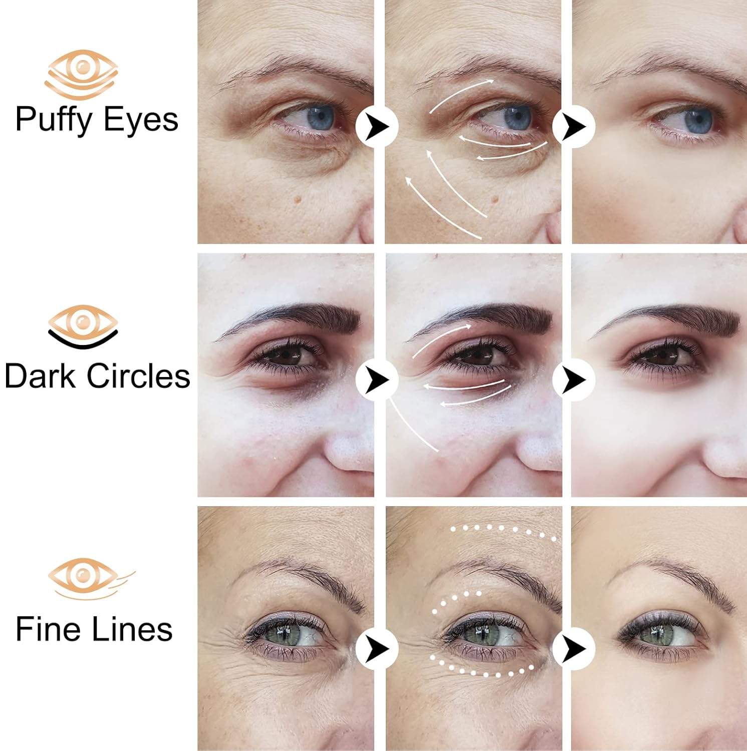 Barra de ojos con cafeína, reduce la hinchazón de los ojos y las ojeras, difumina las líneas finas, incluye cafeína, ácido hialurónico, vitamina C,