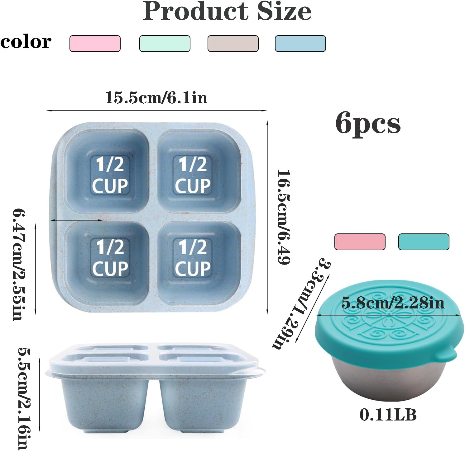 HXCBEC Cajas Bento para aperitivos, reutilizables con 4 compartimentos, contenedor de almacenamiento de alimentos dividido con tapa para adultos,