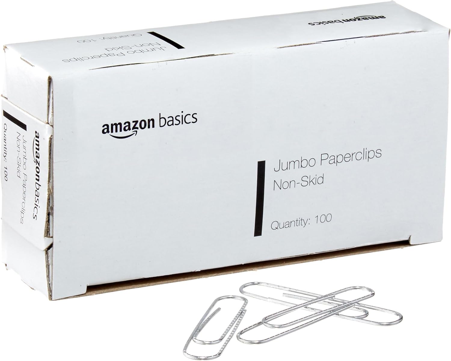 Tienda Basics Clips de papel de oficina de tamaño jumbo, antideslizantes, 1000 unidades (10 paquetes de 100), plateado, A7072557