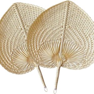 Abanico hecho a mano, 2 ventiladores hechos a mano, estilo chino, abanicos de mano de bambú para decoración del hogar, boda, playa, interior y Abanico hecho a mano, 2 ventiladores hechos a mano, estilo chino, abanicos de mano de bambú para decoración del hogar, boda, playa, interior y