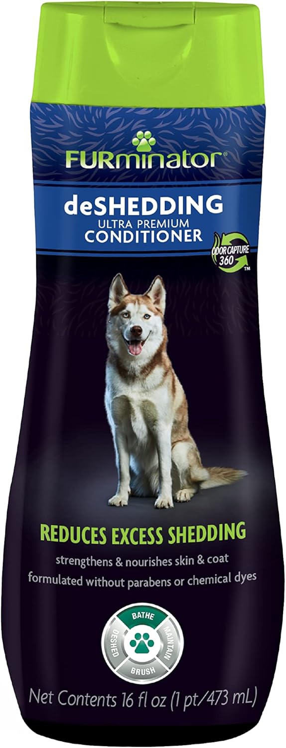 FURminator Herramienta de eliminación de pelaje para perros medianos, pelo corto, reduce el pelo suelto de desprendimiento y champús y