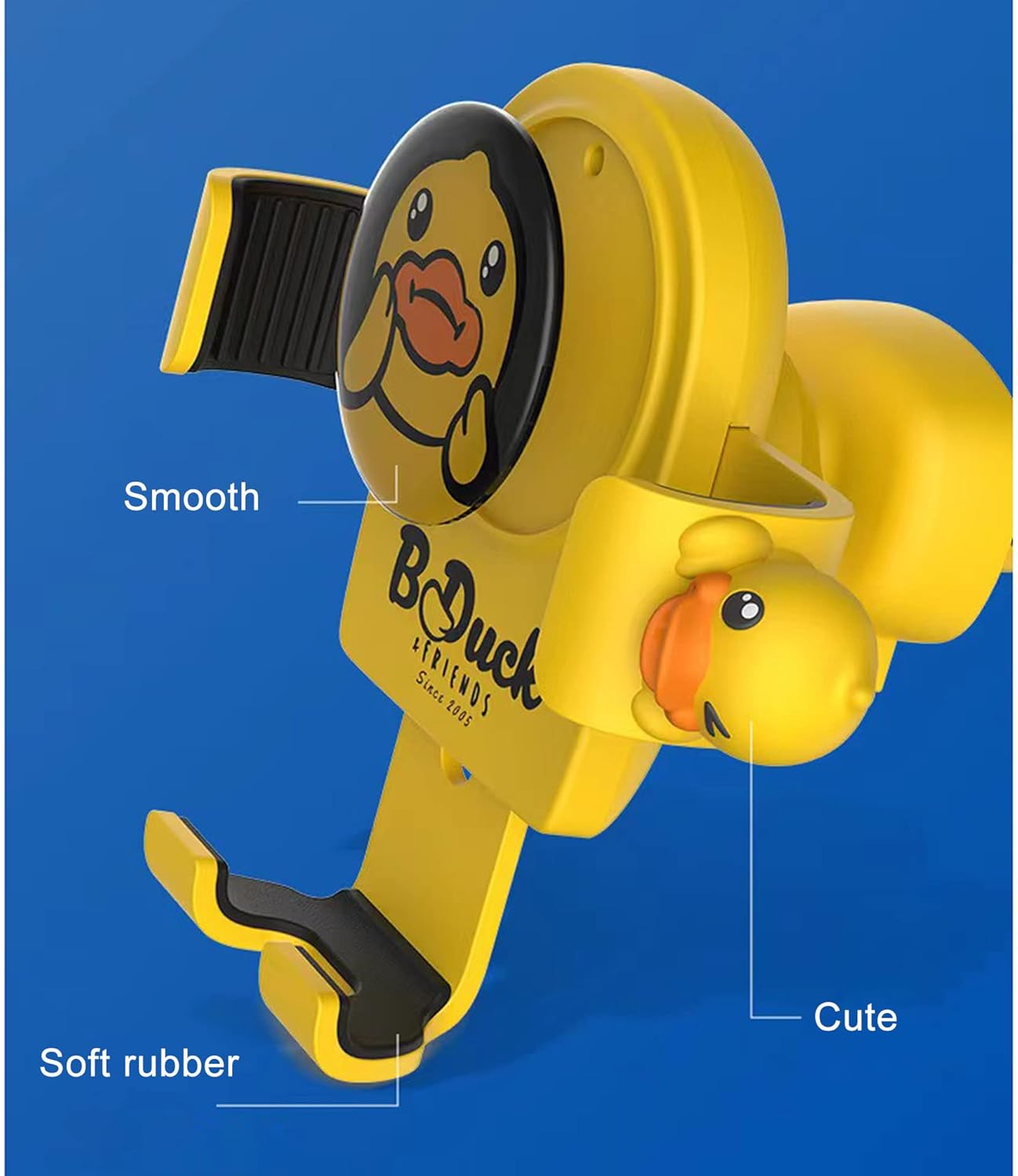 Lindo soporte de coche de ventilación de pato amarillo, bloqueo automático, soporte de teléfono por gravedad para iPhone, Android, teléfonos
