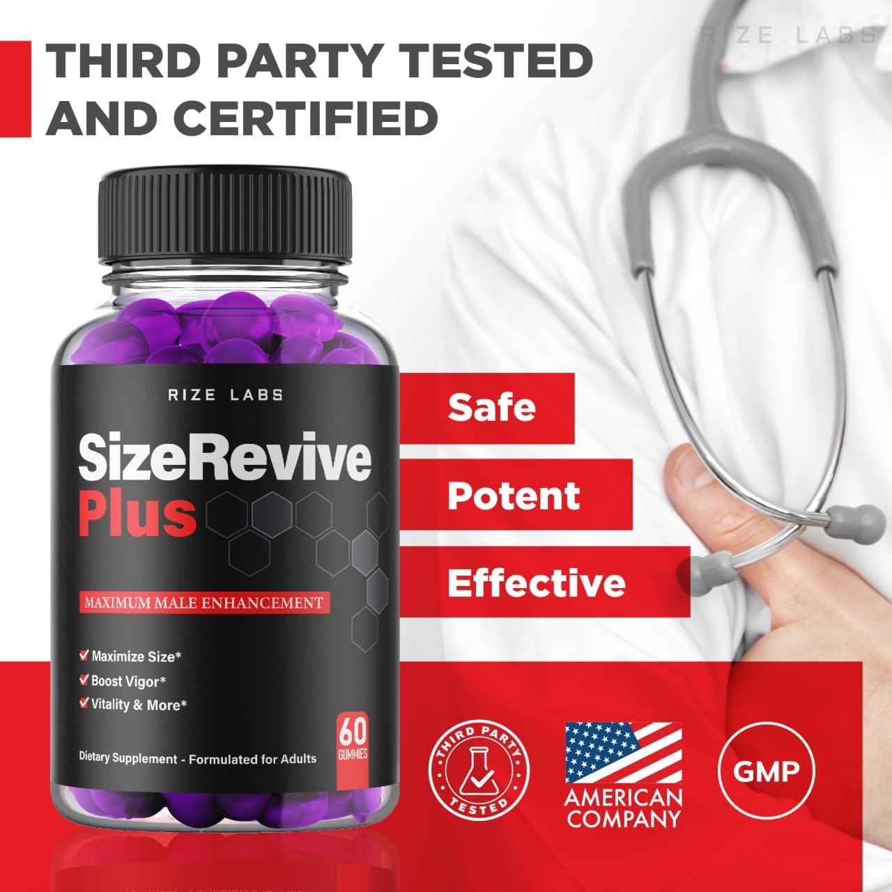 Paquete oficial de 2 gomitas Size Revive Plus, Size Revive Plus para hombres, reseñas de suplemento de rendimiento Size Revive Plus, soporte para