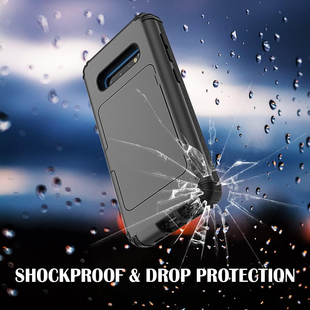 WeLoveCase Funda tipo cartera para Galaxy S10 Defender con espejo oculto, tres capas a prueba de golpes, protección resistente, funda protectora