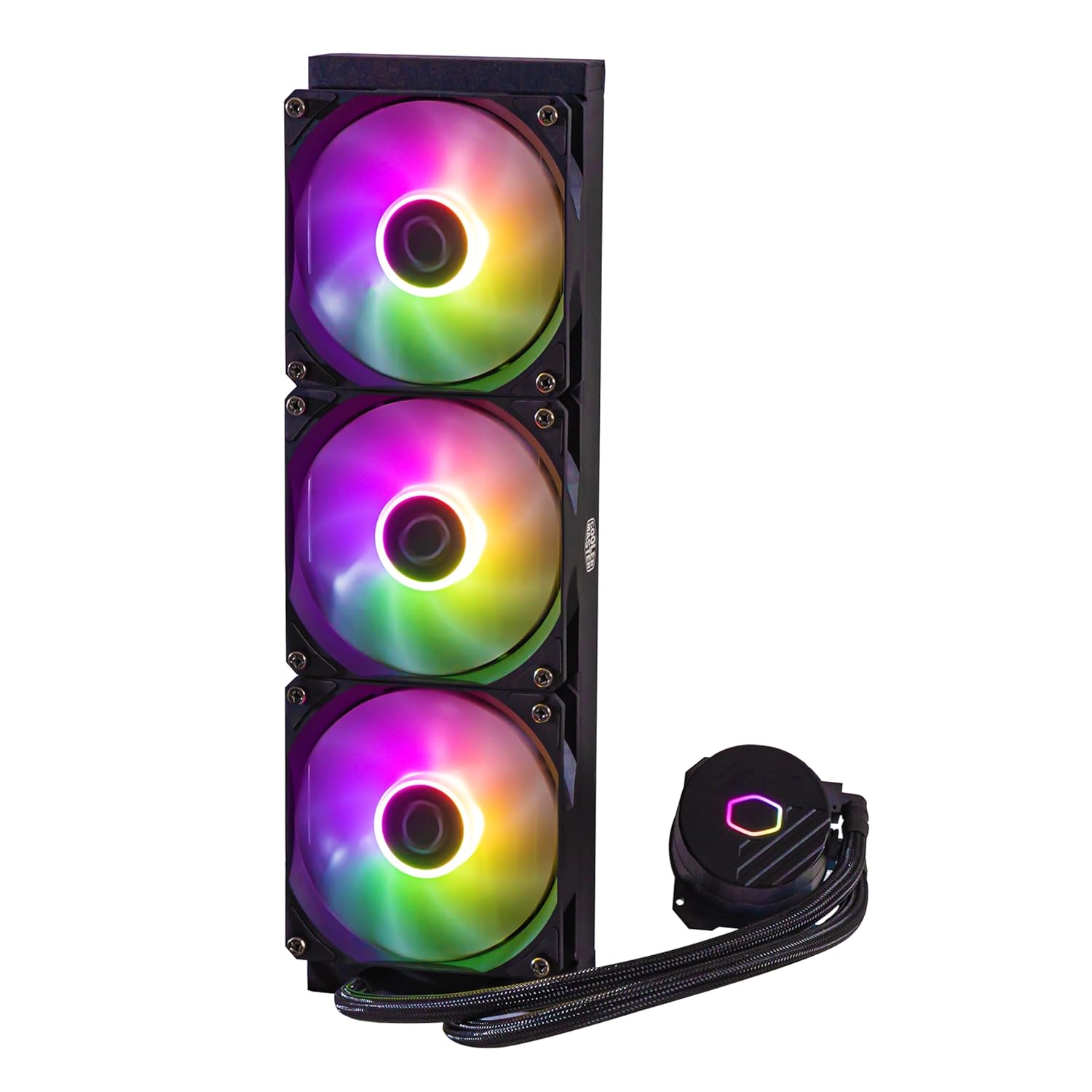 Cooler Master MasterLiquid – Enfriador líquido de CPU ARGB de 360L Core – Bomba de doble cámara Gen S, radiador superior y ventiladores ARGB de