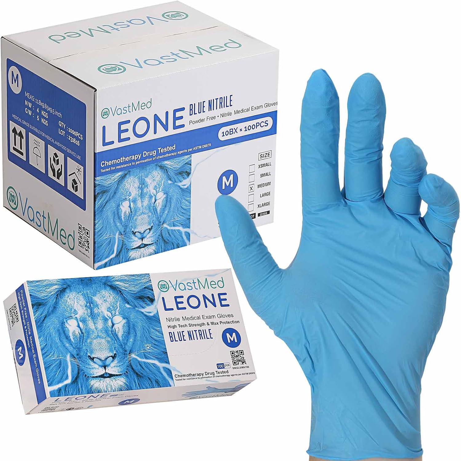 Dental Grade Examination Leone Nitrile Gloves 4.0G Finger Tips Texture Latex Free Professional Grade Gloves
