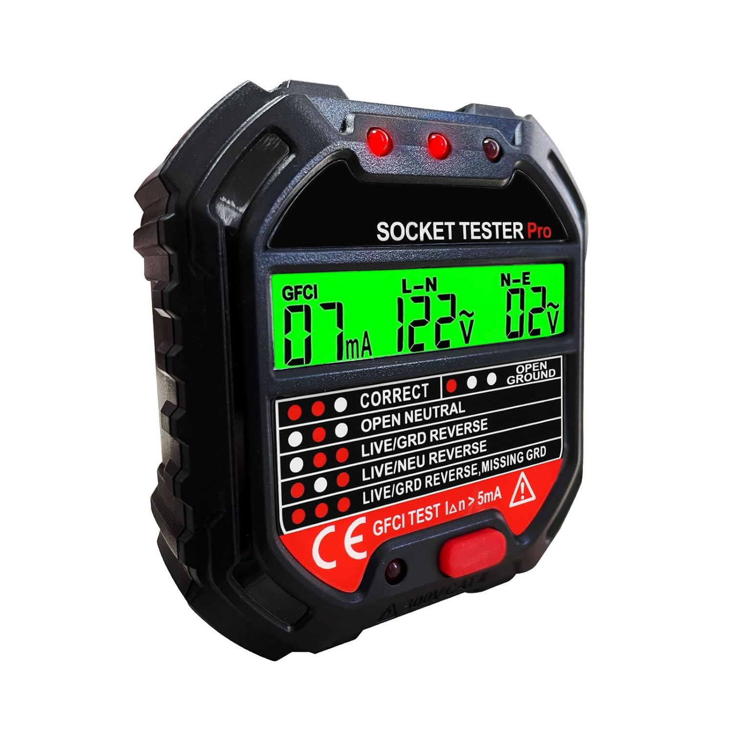 Probador de salida GFCI avanzado probador de receptáculos con pantalla de voltaje 90  250 V45  65 Hz detector de voltaje de enchufe de pared