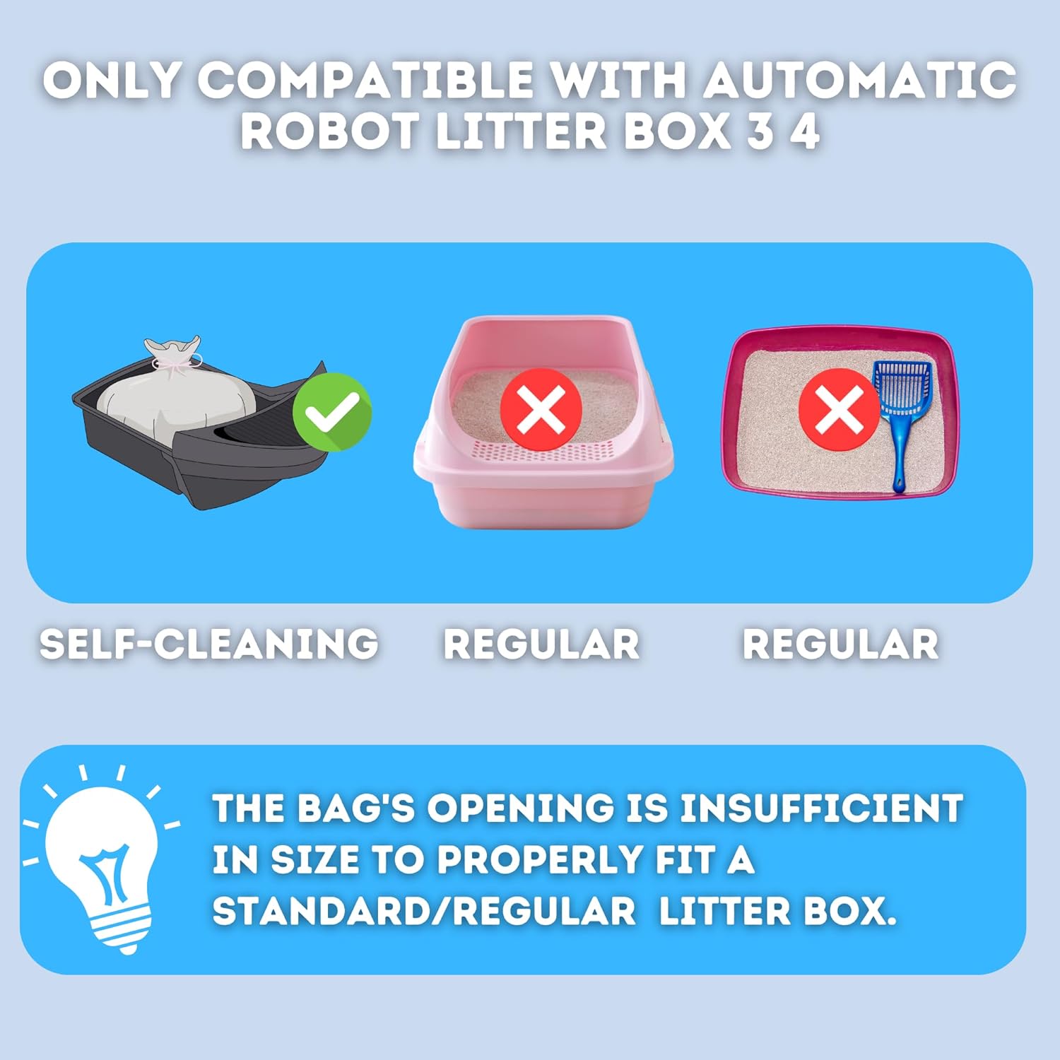 Cleverry Bolsas de arena compatibles con caja de arena automática autolimpiante para gatos, robot 3 y 4, paquete de 75  9  11 galones  Forros de