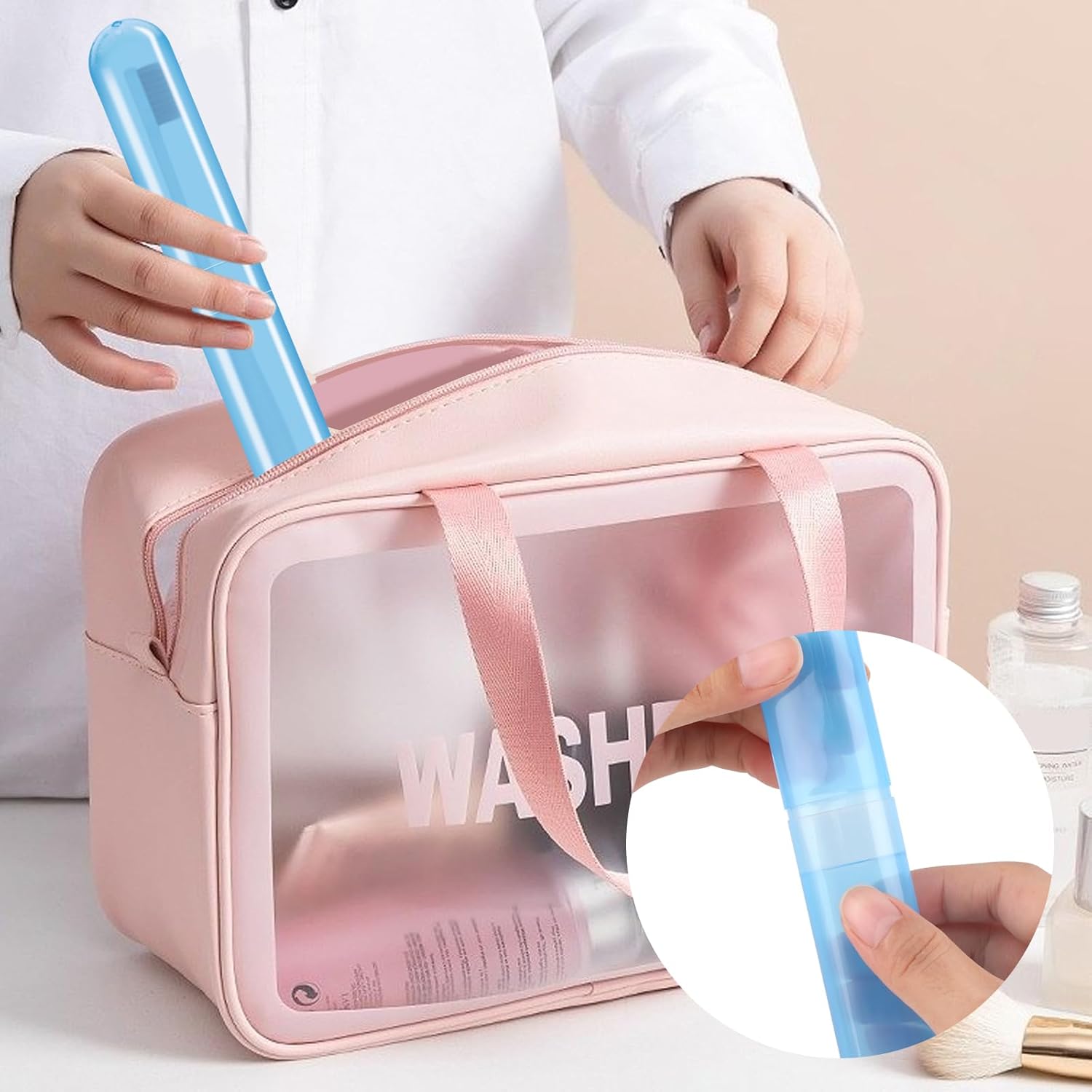 Paquete de 6 fundas para cepillos de dientes de viaje, soporte portátil transpirable para cepillos de dientes, contenedor de plástico para viajes,