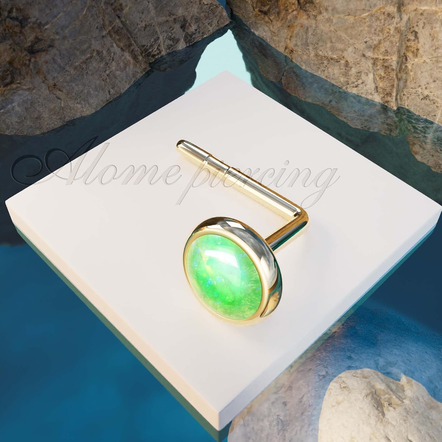 Opal Tragus Stud Earring, Tragus Earring in 14k Gold filled ,3 mm green Opal Tragus studs Piercing