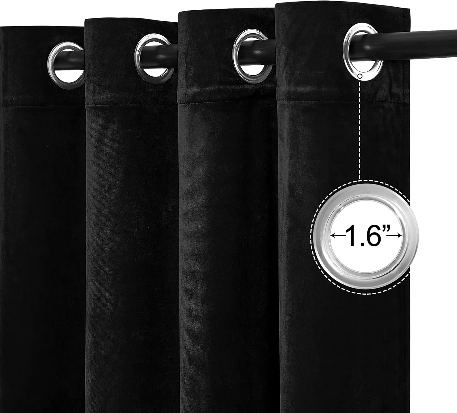 RYB HOME Cortinas de terciopelo negro de 84 pulgadas de largo, 2 paneles, cortinas opacas de felpa para ventana, reducción de ruido, cortinas de