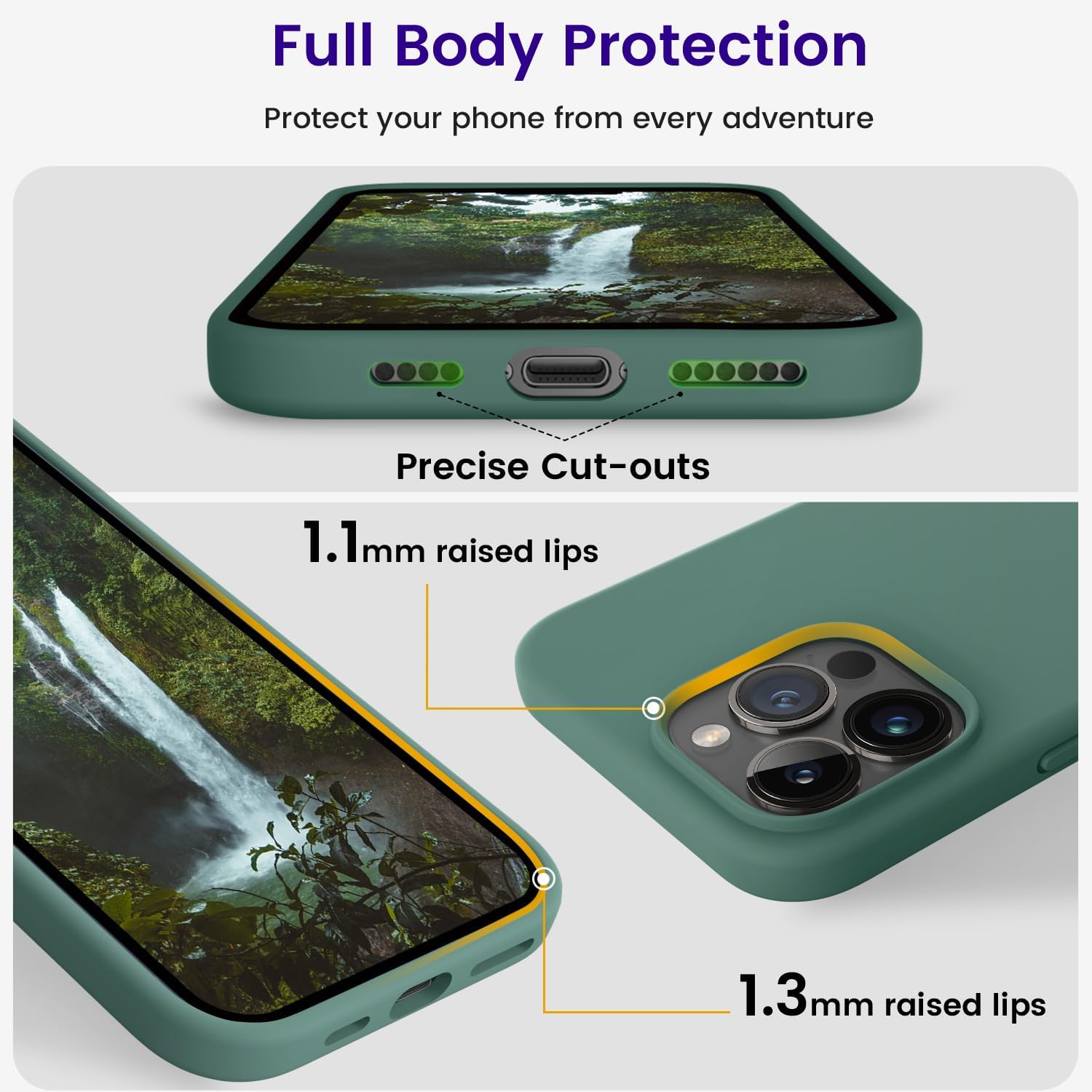 OTOFLY Funda para iPhone 15 Pro, protección de grado militar, silicona a prueba de golpes, antihuellas dactilares y antideslizante, funda para