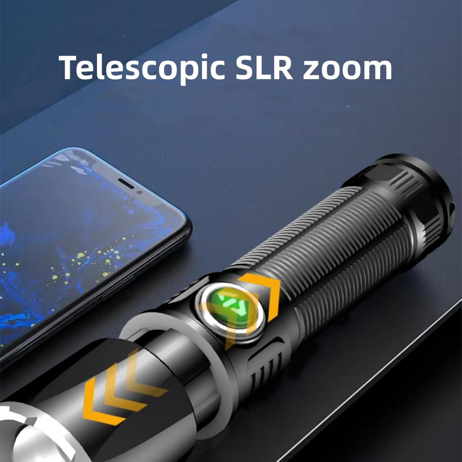 Zoomable LED Flashlight,High Lumens Ultra-Bright Spotslight with 4 Modes,Rechargeable Powerful Handheld Flashlight Waterproofs Design for