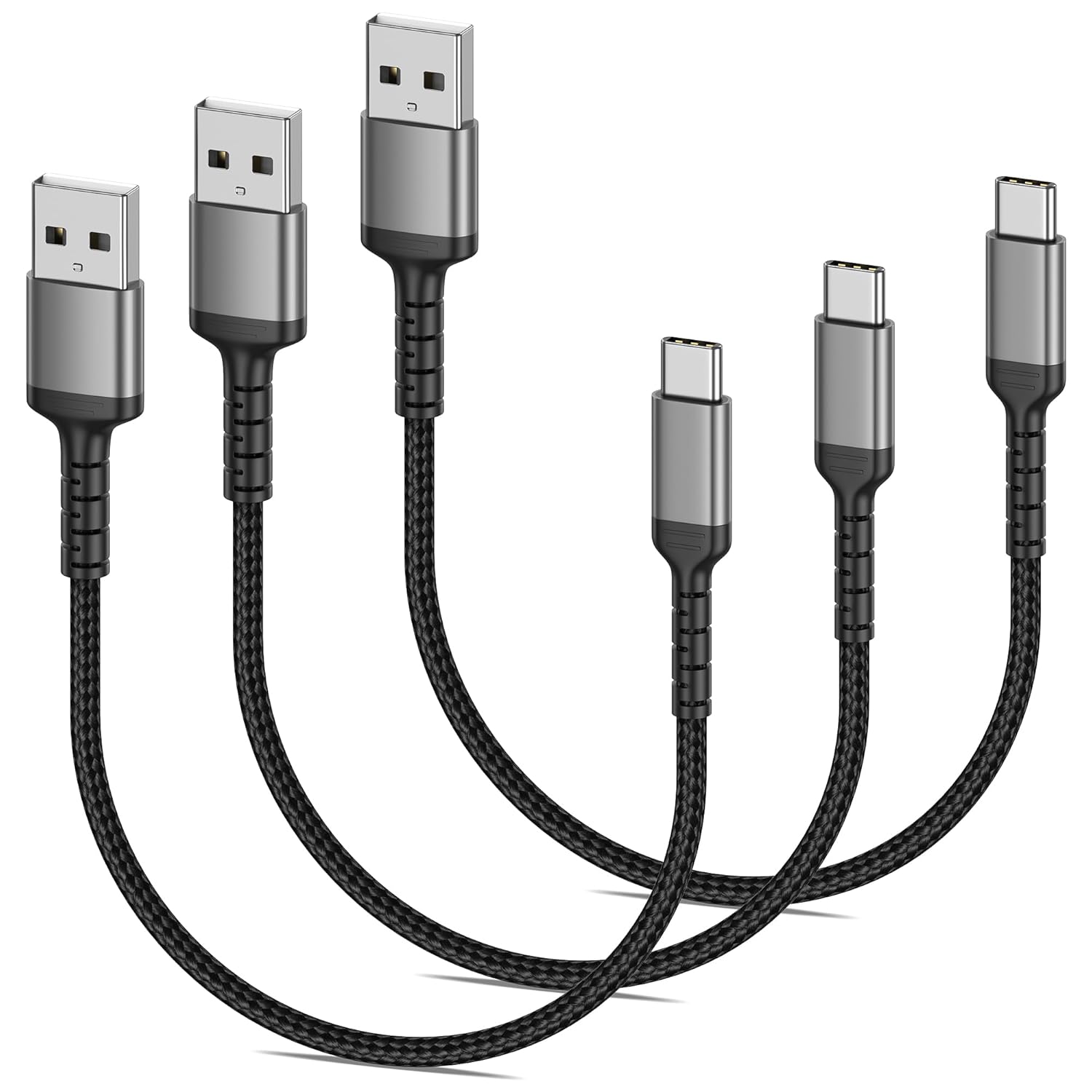 Cable USB C de 1.5 pies, cable de carga USB 2.0 trenzado tipo A a tipo C de 18 pulgadas, cable Android Auto compatible con iPhone 15 ProMax, Samsung