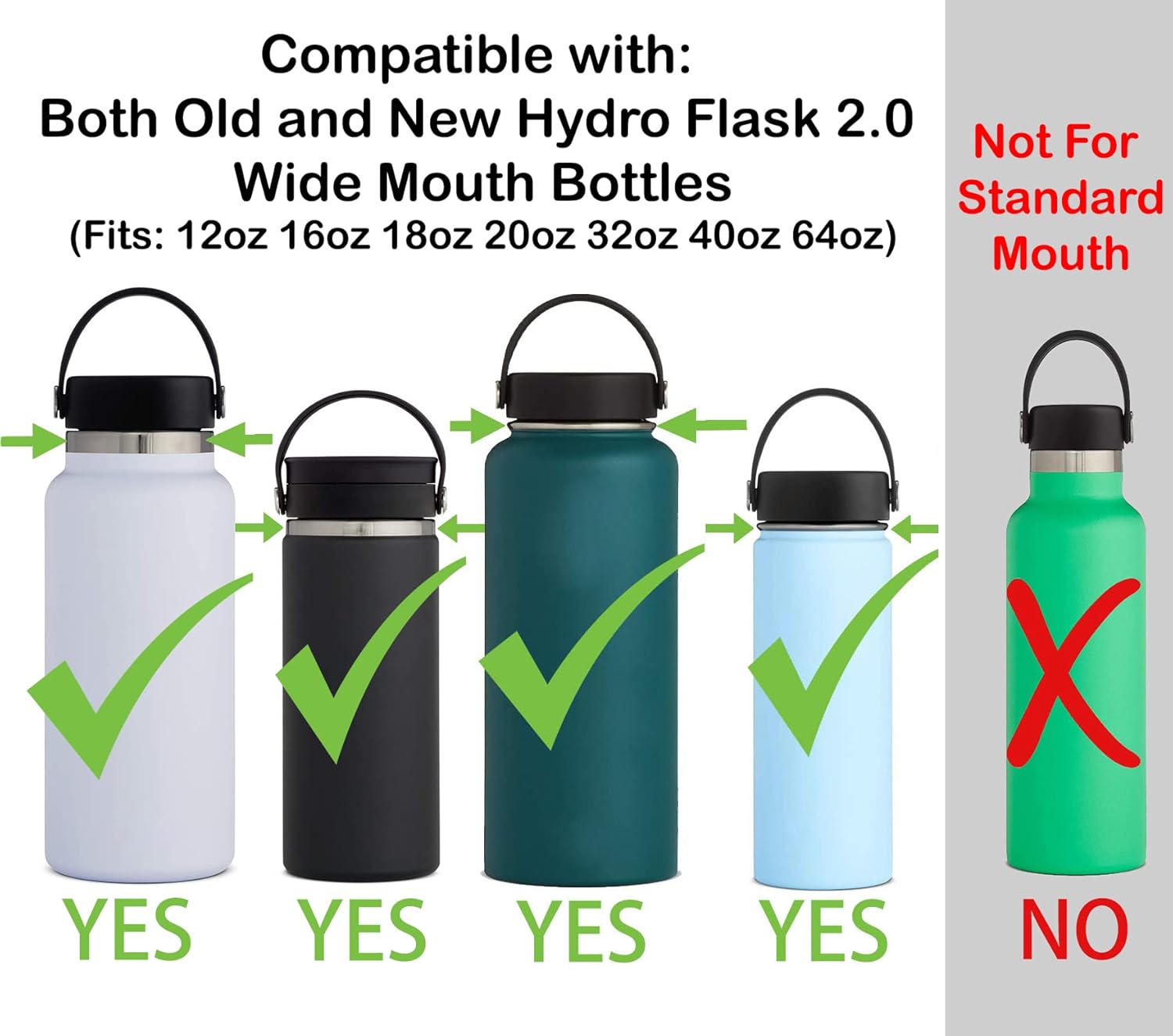 Mango Paracord 2.0 para botellas de agua de boca ancha Hydro Flask, también compatible con frasco de hierro, Simple Modern, Takeya, se adapta a 12